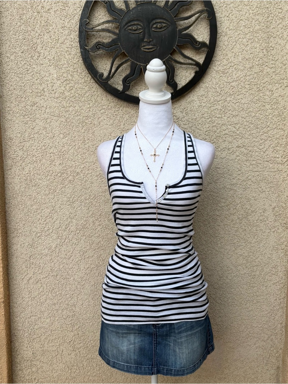 Brandy Melville Black White Striped Cami Tank Top Y2K Casual Everyday